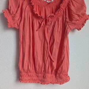 Coral Puff Sleeve Women's Top